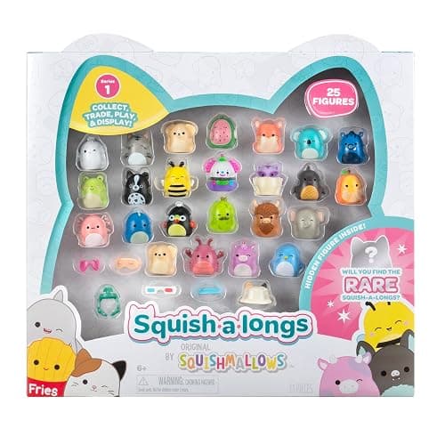 Squish-a-longs 25 Pack - Series 1 - (25) 1” Mini-Squish with 5 Accessories, Ring, and Collector’s Guide - Collect, Trade, & Play - Image 1