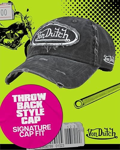 Von Dutch Men & Womens Baseball Caps - Breathable Adjustable Snapback Soft Cotton Canvas Curved Brim Vintage Hat thumbnail 3