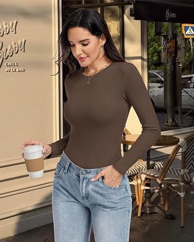 MLYENX 3 Pack Long Sleeve Shirts for Women Basic Fitted Underscrub Top | Soft Stretch Fabric, Figure-Flattering Slim Fit, Crewneck, Undershirts, Layer, Casual, Going Out, Workout, Fall Winter 2026 thumbnail 2