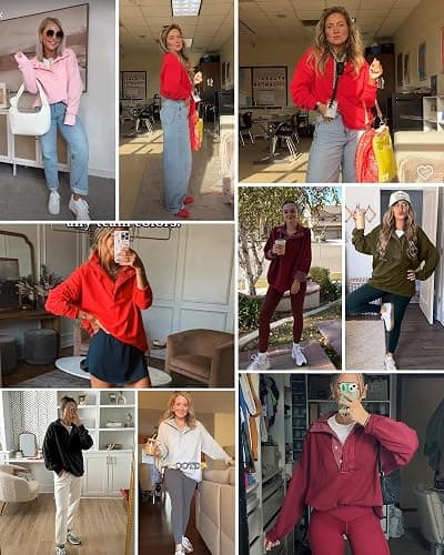 Gacaky Sweatshirt for Women Oversized Casual Long Sleeve Button Henley Neck Pullover Tops Fashion Outfits Clothes thumbnail 3