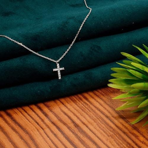 DEARM sliver Plated Cross Necklaces for Women, Dainty Gold Plated Cross Choker Necklace for Women Simple Small Pendant Neckalce Jewelry Gift thumbnail 6