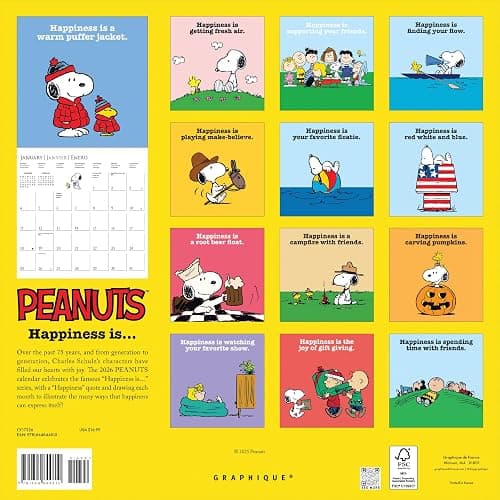 Graphique 2026 Peanuts Wall Calendar | 12” x 12” | Thick Paper | Home & Office Organizer | Large Monthly Grid | 3 Languages & Marked Holidays | 4 Month Preview Page for 2027 thumbnail 5