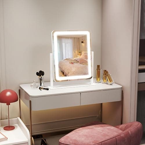 ROLOVE Vanity Mirror with Lights, 12.6"×15" LED Makeup Mirror, Lighted Makeup Mirror with Lights, Smart Touch Control Dimmable 3 Modes Light, Lighted Up Mirror for Makeup Desk, Bedroom, Dressing Room thumbnail 7