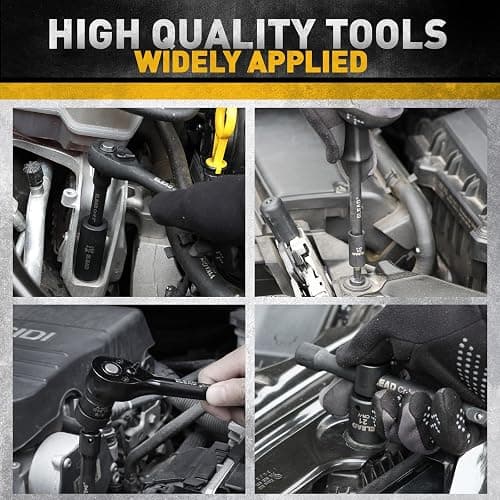 ELEAD 3/8" Drive Impact Socket Set, 96-Piece Deep & Shallow Socket Set Metric and Standard Full with Adapters, Ratchet Handle, Universal Joint, Extension Bar, Screwdriver Bit Sets, Spark Plug Sockets thumbnail 8