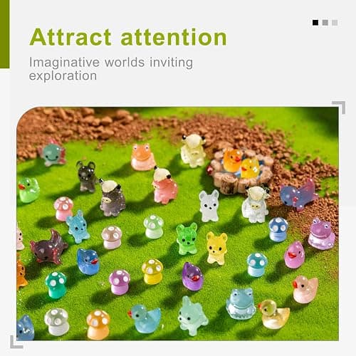 jrootouh 52pcs Mini Resin Animal Figures Bulk Duck Mushroom Frog Tiny Resin Animals Little Small Figures Miniatures for Party Favors Bag Fillers Dollhouse Decor thumbnail 8