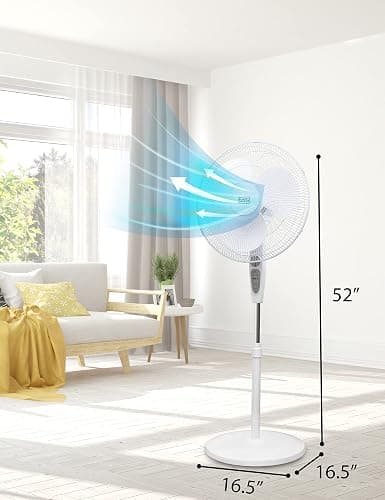 BLACK+DECKER 18-Inch Stand Fan with Pedestal Base, Height Adjustable Pedestal Fan with Remote and Touch Control Panel, Free Standing Fan with 90-Degree Oscillating and 3-Speed Settings, Black thumbnail 2