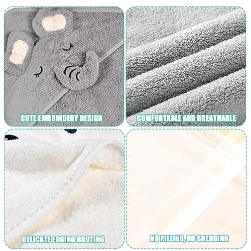 Serviette de Bain à Capuche pour Bébé, 3 pièces Cape de Bain Bébé, Serviette à Capuche en Bambou,Sortie de Bain Super Absorbante, Serviettes pour Enfants en Bas âge avec Trois Motifs thumbnail 4