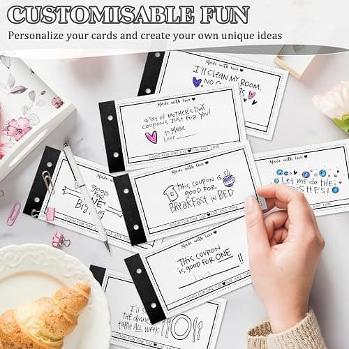 JULEASEL Personalized Coupon Book, 30 Blank Voucher Cards Booklet for All Occasions, Mothers Day Gifts for Mom, Unique Birthday Gifts for Boyfriend Wife Husband Girlfriend Best Friend thumbnail 5