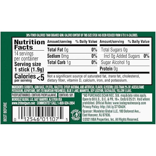 Trident Spearmint Sugar-Free Chewing Gum, 12 Packs of 14 Pieces (168 Total Pieces) thumbnail 15