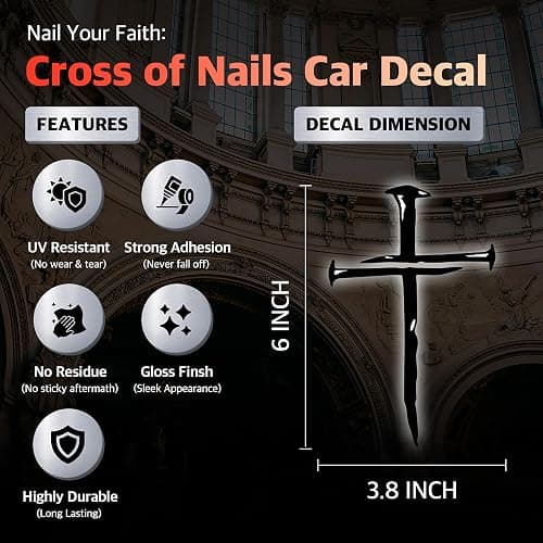 GRITKULTURE Cross of Nails Christian Vinyl Decal Sticker for Cars, Trucks, Laptops, Jesus Christ, Religious, Window Decal Sticker (Black) thumbnail 3