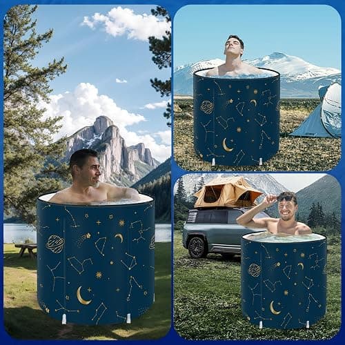 STARBRILLIANT Portable Bathtub for Adult, Collapsible Adult Bath Tub for Hot SPA and Ice Bath, 6-layer Insulated Portable Tub,Space-Saving (Starry Sky C, 27inch) thumbnail 7