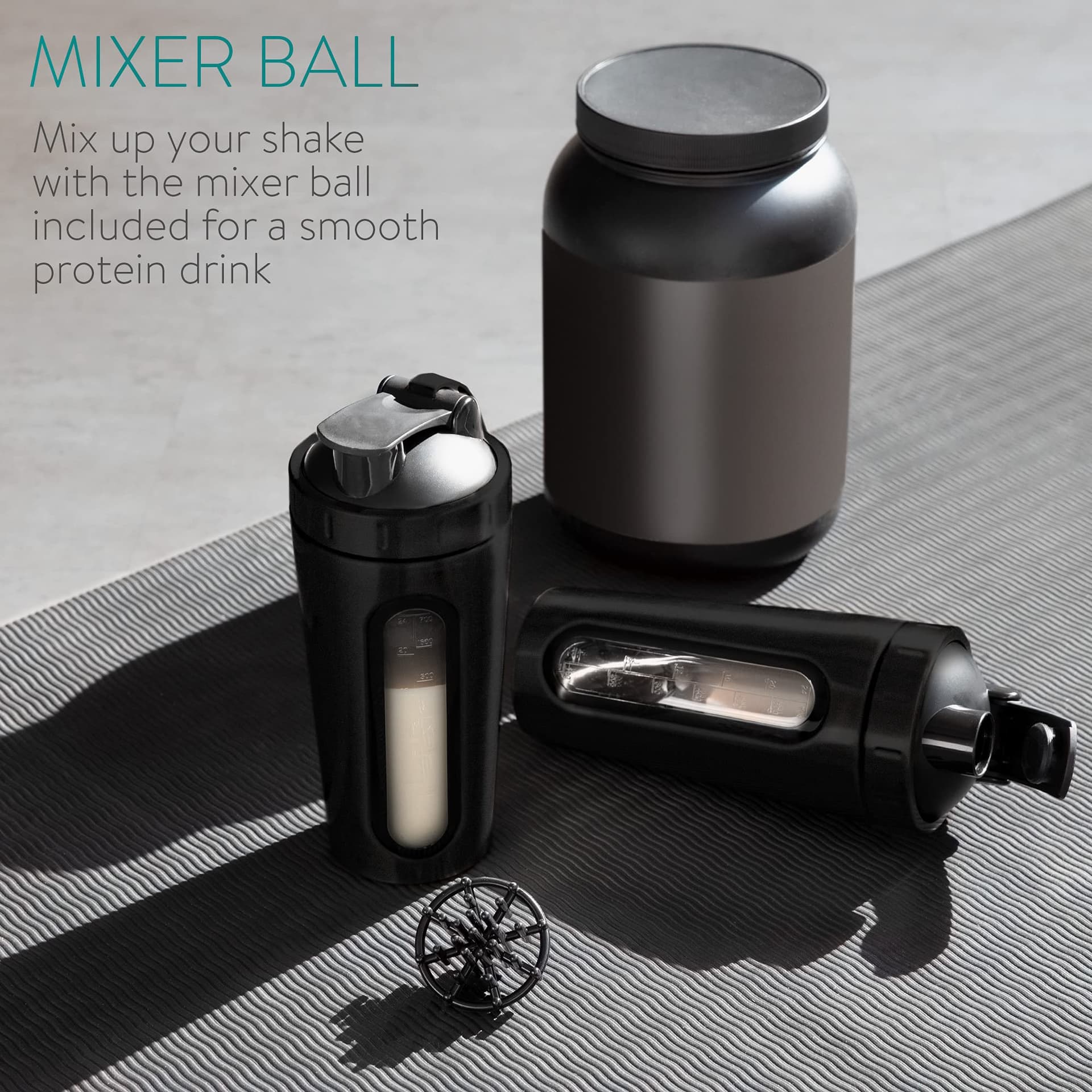 Navaris protein shaker - Stainless steel shaker cup - Cup for protein shakes - Shaker - 750 ml - Protein shaker - Includes shaker ball thumbnail 8