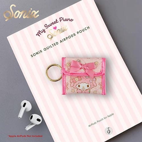 Sonix x Sanrio Quilted Earbud Pouch | Premium Cotton Bag Charm for AirPods, Keychain Storage Case Cover with Carabiner Ring | My Sweet Piano thumbnail 6