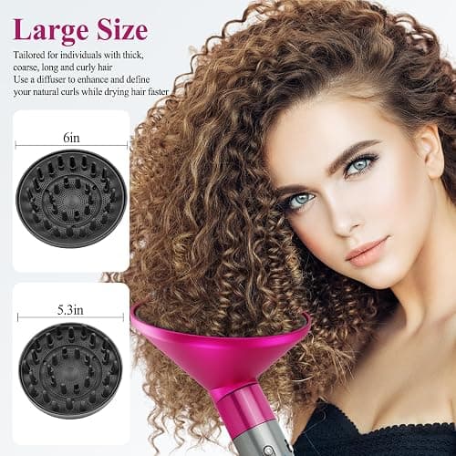 YTCHYYSK Large 6 Inch Diffuser Attachment Compatible with Dyson Airwrap HS01 HS05 HS08, Upgraded Bigger Diffuser Nozzle to Dryer Faster and Define Curls Hair, Rose thumbnail 2