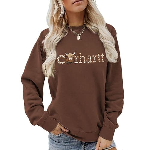 JHUSXEYY Highland Cow Sweatshirt Cow Print Sweatshirt Funny Cow Country Western Pullovers - Image 1