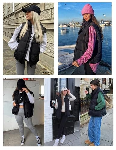 Zeagoo Women Puffer Vest Lightweight Stand Collar Sleeveless Winter Warm Zip Up Padded Outerwear Jackets with Pockets S-XXL thumbnail 3