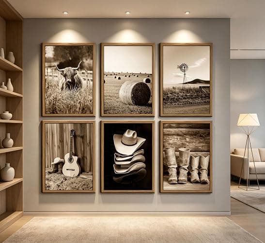INADIKEIN 6PCS Vintage Western Cowboy Wall Art, Highland Cattle Rustic Farmhouse Canvas, 8x10 Inch Unframed, for Bedroom Kitchen Rustic Western Decor thumbnail 9