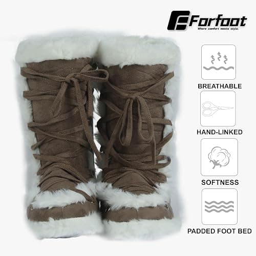 Forfoot Slipper Boots, Cozy Indoor Booties for Women Fluffy Comfortable House Shoes Fuzzy Anti-Slip Boots Winter thumbnail 4