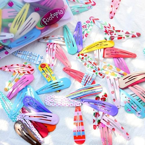 120 Pcs Funtopia 2 Inch Candy Color Barrettes and Non-Slip Metal Snap Hair Accessories for Kids, Teens, and Women (40 Assorted Colors) thumbnail 3