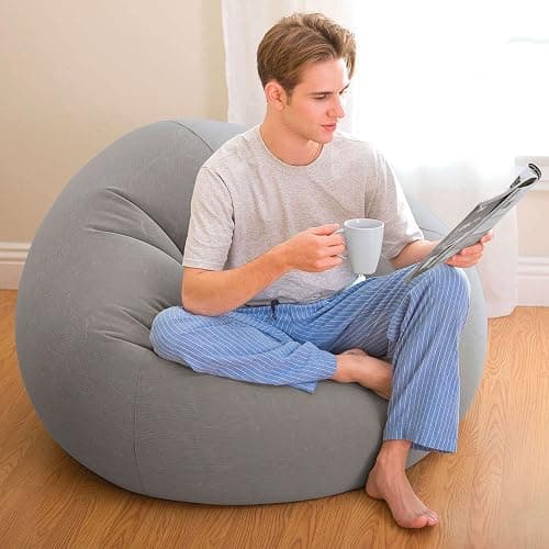 Intex 68579EP Beanless Bag Inflatable Lounge Chair: Corduroy Textured Flocking – Durable Vinyl – Folds Compactly – 220lb Weight Capacity – 45" x 45" x 28" thumbnail 9