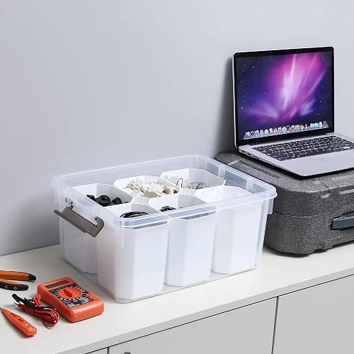 Citylife 17 QT Plastic Storage Bins Clear Storage Box with Lids Multipurpose Stackable Storage Containers for Organizing Tool, Craft, Crayon - Clear White - 1 Pack-17 QT thumbnail 2