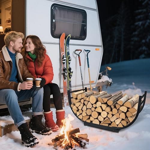 facka Curved Firewood Rack, 30 Inch Indoor Outdoor Log Firewood Holder, Metal Fireplace Wood Storage, Waterproof & Rustproof thumbnail 7