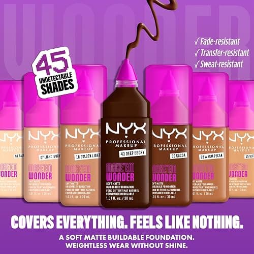 NYX PROFESSIONAL MAKEUP Make 'Em Wonder Liquid Foundation, 24HR Foundation Makeup With A Soft Matte Finish, Buildable Full Coverage - 03 Fair thumbnail 2