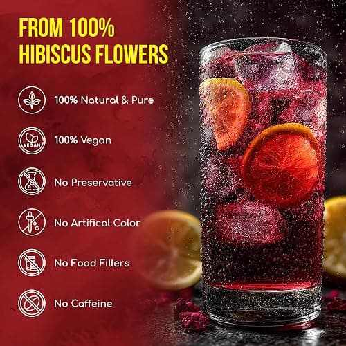 FreshDrinkUS, Premium 140 Hibiscus Flowers Tea Bags, 100% Natural, Handmade & Pure from Hibiscus Flowers. No Sugar/Caffeine/Gluten, Vegan. Tart & Refreshing, Hot or Ice Tea, Great For All Seasons thumbnail 4