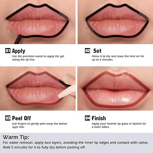 KIMUSE Peel Off Lip Stain, Long Lasting Lip Stain, Waterproof Lip Stain Peel Off, Transfer-Proof, Highly Pigmented Color Lip Liner Stain, Matte Finish - Black Cherry thumbnail 3