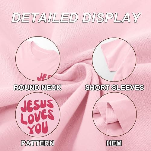 Kelxjia Christian Jesus Shirts for Women Oversized Jesus Loves You Tshirts Religious Faith Shirt Inspirational Graphic Tees thumbnail 6