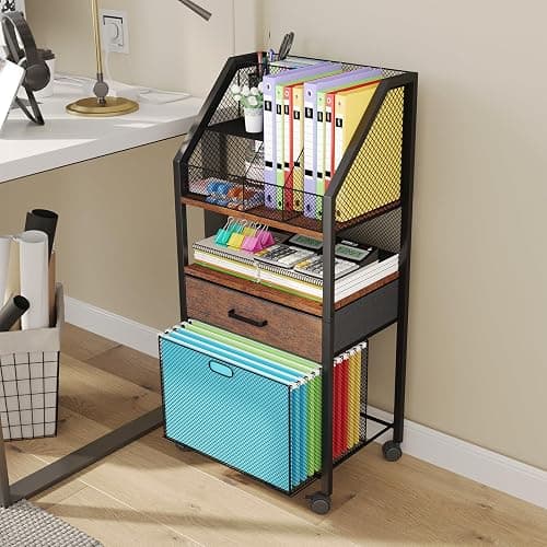 Homsorout Rolling File Cart with Wheels - Utility Storage Cart with Drawers for Office, Home, Classroom Organization, Rolling Cart for Books, Files, and Supplies thumbnail 8