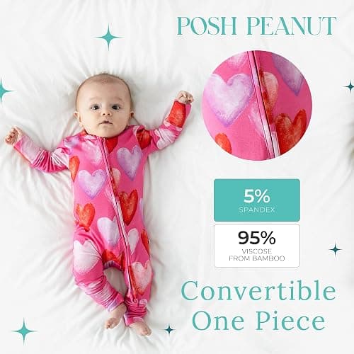 Posh Peanut Convertible Baby Sleepers - Girls Footless Baby Pajamas with 2 Way Zipper for Easy Diaper Changes thumbnail 3