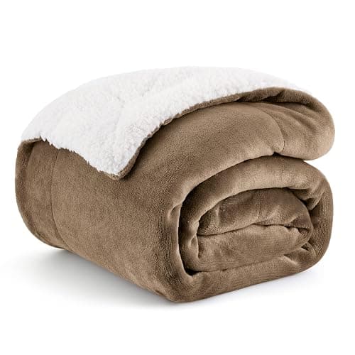 Bedsure GentleSoft Sherpa Fleece Twin Size Blanket for Couch, Non-Heated, Thick and Warm Throw for Women and Men, Soft Fuzzy Plush Twin Blanket for Winter, Camel, 60x80 Inches - Image 1