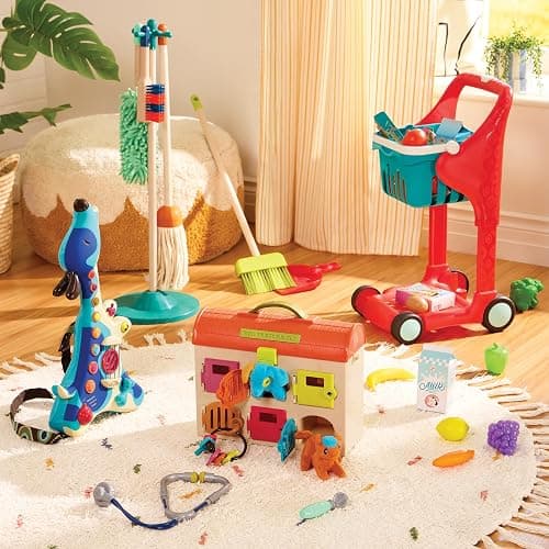 B. Toys Critter Clinic Vet Set, Portable Lock and Key Pet Care Toy | Portable animal hospital with 6 rooms, 6 matching keys, 5 tools, 2 plush pets, and built-in storage for pretend, 2+ Years thumbnail 10