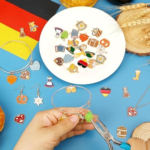 MARFOREVER 40Pcs/20 Pairs Oktoberfest Charms for Jewelry Making, Beer Theme Festival Charm German Beer Mug Pretzel Dangle Charms for Bracelet Necklace Earrings Making Accessories thumbnail 4