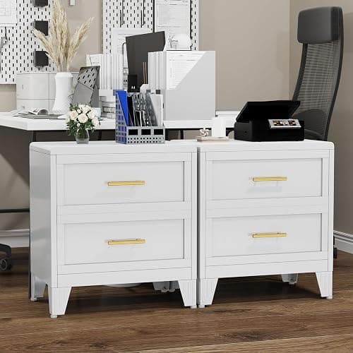 Ckzbx Metal Dresser Narrow Dresser for Bedroom Chest, 26.42" H Drawer Chest, Closet Dressers & Chests of Drawers for Living Room, Hallway (2 Drawers White 24inch Wide) thumbnail 8