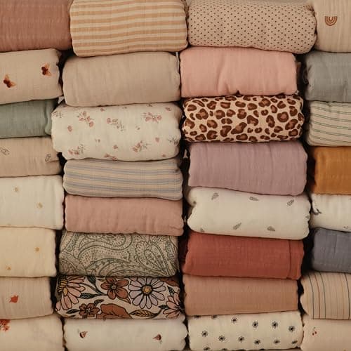 mushie Muslin Baby Swaddle Blanket | 100% Organic Cotton (Bows) thumbnail 5