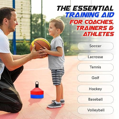 Pro Disc Cones (Set of 50) - Agility Soccer Cones with Carry Bag and Holder for Sports Training, Football, Basketball, Coaching, Practice Equipment, Kids - Includes 15 Best Cone Drills Book thumbnail 8