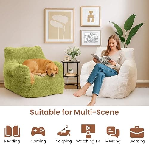 Cvortll Bean Bag Chairs for Adults Kids, Bean Bag Chair with Filler, Fluffy Lazy Sofa, Comfy Cozy BeanBag Chair with Memory Foam for Small Spaces, Bedroom, Living Room, Dorm thumbnail 8