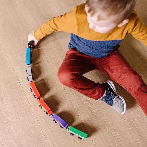 Melissa & Doug Wooden Magnetic Train Cars - 8 Piece Educational and Skill-Building Wooden Toy for Boys and Girls thumbnail 8