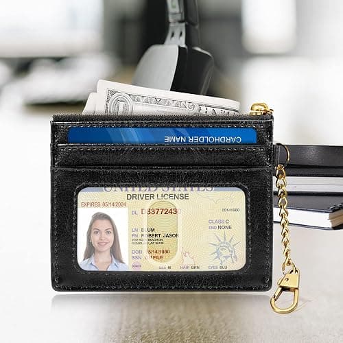 SEAVILIA Card Holder Keychain Wallet for Women with ID Window RFID Coin Purse Bee Gifts Slim Minimalist Small Wallet thumbnail 2