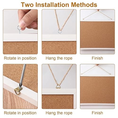 FEBSNOW Small Cork Bulletin Board for Wall 15.7x12 Inch White Wood Frame | Natural Cork Material, Home Office Message Board, Hanging Photos and Vision Notes,Rectangle White Frame With Pins thumbnail 6