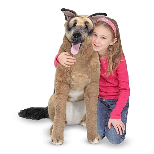 Melissa & Doug Giant German Shepherd - Lifelike Stuffed Animal Dog (Over 2 feet Tall) - Image 1