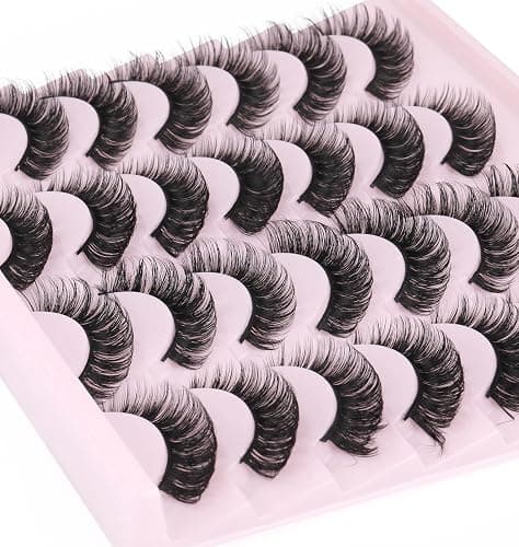 False Eyelashes Russian Strip Lashes Volume Fake Eyelashes Extension D-Curly Wispy Handmade Soft Reusable 14 Pairs Lashes Pack thumbnail 6