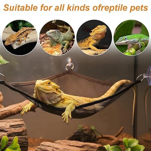 Abeillo 2Pcs Bearded Dragon Hammock, Breathable Mesh Reptile Hammock Lizard Tank Accessories, Triangle Geckos Hammocks for Bearded Dragons, Snakes, and Axolotls, Perfect Beard Dragon Tank Accessories thumbnail 3