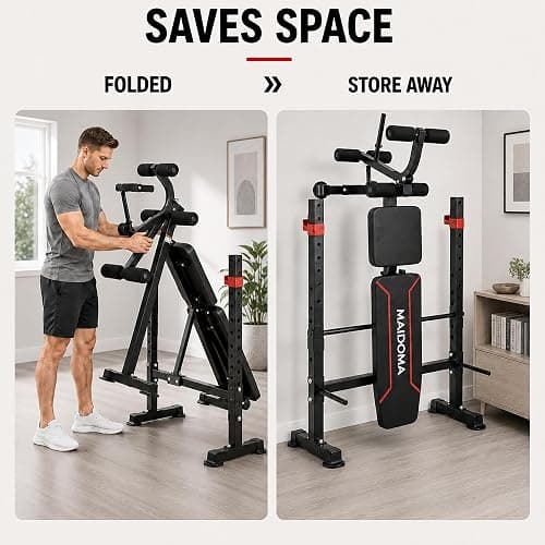 MAIDOMA Foldable 1500LBS Capacity 8 IN 1 Weight Bench Set with Leg Extension/Squat Rack/Preacher Curl, Adjustable Bench Press for Home Gym Full Body Workout (US Stock) thumbnail 4