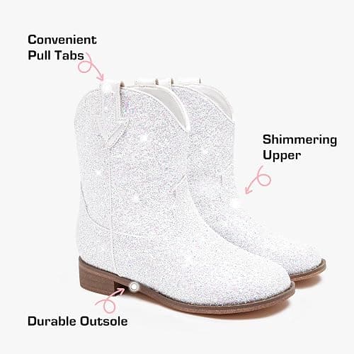 Motasha Toddler Girls Cowgirl Boots Glitter Toddler Cowboy Boot Ankle Girls Boots Little Kids Horse Riding Shoes Party Birthday thumbnail 6