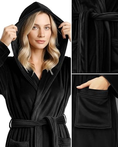NY Threads Premium Womens Robe with Hood, Plush Fleece Long Bath Robe for Women, Fluffy Soft Women's Bathrobe thumbnail 2