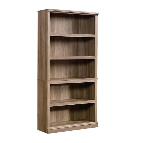 Sauder 5 Tier Book Shelf Wooden Bookcase Multipurpose Bookshelf for Home Office, Living Room, in Salt Oak finish - Image 1