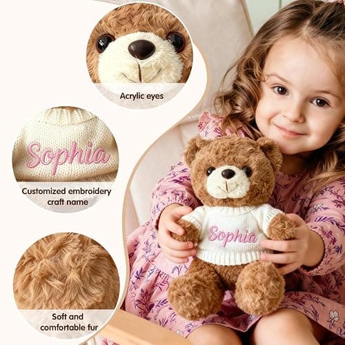 SCZQOVR Personalized Teddy Bear with Name, 12 Inch Custom Stuffed Animal for Kids, Girls, Boys and Couples, Plush Toy Gift for Valentine's, Christmas & Birthday thumbnail 3